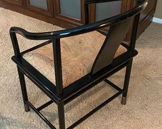 Brueton Ming Black Lacquer Arm Chairs (Pair) 21in x 24in x 33in each Chair
