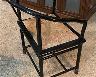Brueton Ming Black Lacquer Arm Chairs (Pair) 21in x 24in x 33in each Chair