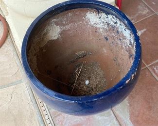 Blue clay flower pot 15in diameter 18in tall