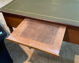 Oak & Leather top spindle leg executive desk 56in. X 30in x 29in