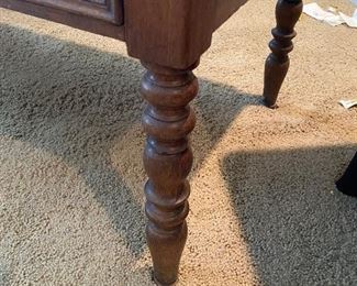 Oak & Leather top spindle leg executive desk 56in. X 30in x 29in
