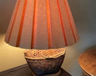 Wicker basket lamp 16in. X 10in. X 32in