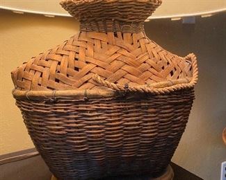 Wicker basket lamp 16in. X 10in. X 32in