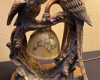 Ornate bronze Parrot lamp 26in x 15in