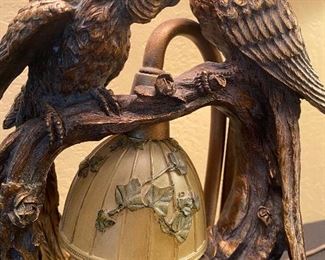 Ornate bronze Parrot lamp 26in x 15in