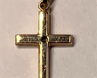 1inch Yellow gold Cross Pendant with small diamond 14k