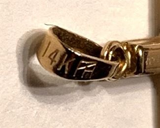 1inch Yellow gold Cross Pendant with small diamond 14k