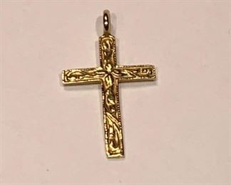 Small yellow gold cross .8 in 14k