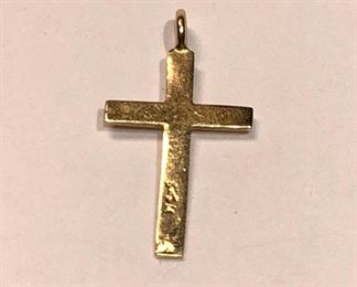 Small yellow gold cross .8 in 14k