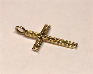 Small yellow gold cross .8 in 14k