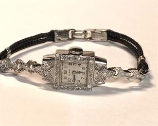 Vintage Elgin watch with Diamonds and cord, not running 17 jewel 35221623 900 Platinum