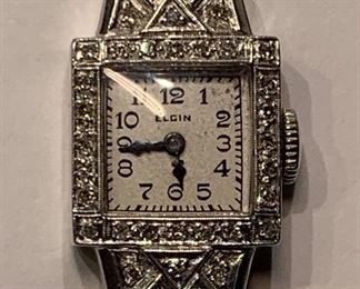 Vintage Elgin watch with Diamonds and cord, not running 17 jewel 35221623 900 Platinum