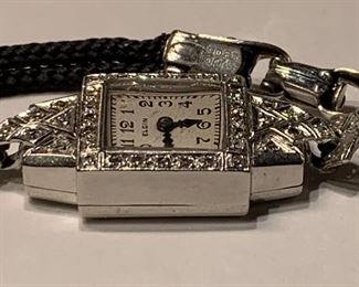 Vintage Elgin watch with Diamonds and cord, not running 17 jewel 35221623 900 Platinum