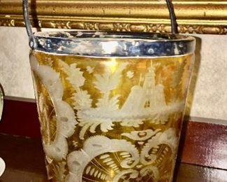 cut to clear yellow glass ice bucket
