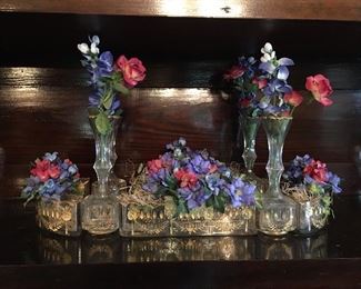 antique gilt glass flower display, separates, see next photo