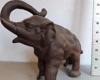 Cast Iron Elephant Still Bank $28