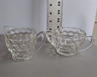 Jeanette Clear Glass "Cube" Cream & Sugar Set  $8