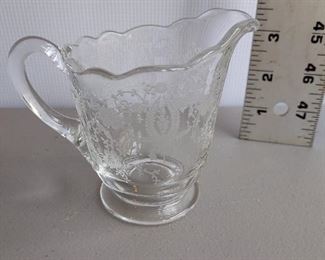 Floral Etched Pitcher / Creamer $6