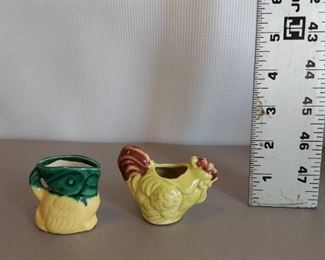 Miniature parrot and rooster pitchers - pair $14