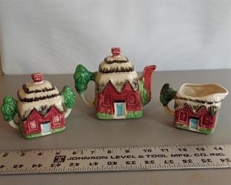 3 Item Lot Cottage Ware (Red) Unmarked  $15