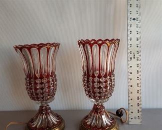Antique Cranberry Lamps Electrical Cords Fraying/New Plugs Needed $100