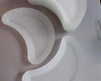 8 Piece Frosted Glass Crescent Shaped Plates $16