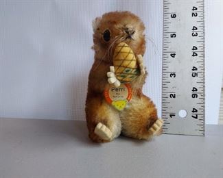 Steiff Perry Squirrel Hang Tag Present, Ear Tack in Place but Ear Tag Missing, Part of Ear Missing $15