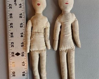 Antique Cloth Doll 1910-1930 Collectible Primitive Rag Cotton Stuffed Doll Antique Cloth Ink Face Girl Rag Doll 
$60 (pair)