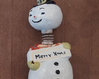 ANTIQUE MERRY CHRISTMAS FROSTY THE SNOWMAN NODDER AND BANK 1940'S-50'S
$20