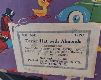 Vintage easter hat with almonds.  Box included 
$15