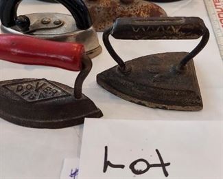 Mini Sad Iron Lot 2:  7 Item - 5 Marked: Saferon Massengill, ACW,  A Best, Dover USA, Dover No 902.   $60