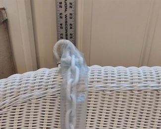 New porch swing
White wicker with floral cushion
$400