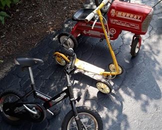 Young kids bike,, scooter and  Murray pedal tractor