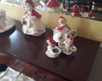 Hull ware Little Red Riding Hood 
Teapot,   with Creamer & Sugar
