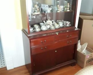 Matching chest with glass doors cabinet  top