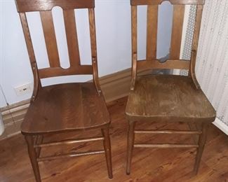Slat back vintage  wooden  chairs 