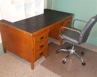 Vintage home  office desk, chair and floor protector 