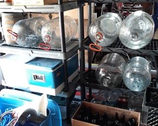 Wine making equipment,  6 gallon glass carboys