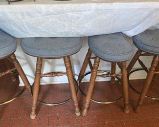 4 Maple and Cloth Bar Stools