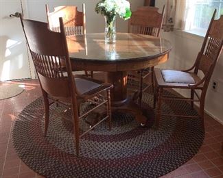 Oak Table with Leaf and Chairs