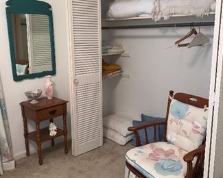 Blankets, Mirror, Small Maple Table