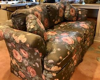 Drexel Heritage gray floral sofa 