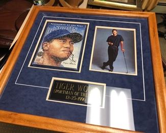 Tiger Woods signed Sports Illustrated magazine framed art 