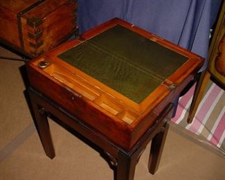 same chest, opened up for working desk