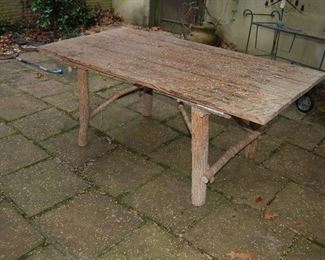 Hand-made tree branch table