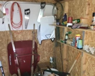 Shed with Lawn and Garden Tools, etc.
