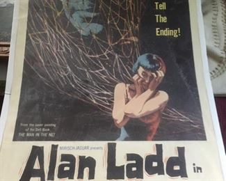 Vintage "Scary" Movie Poster w/Alan Ladd and Carolyn Jones (Morticia Addams)