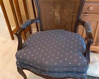 15. Ethan Allen French style armchair 26.5”W x 18”H seat, back 37”H.  $125