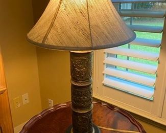 56. Indian tin lamp 29”H  $30