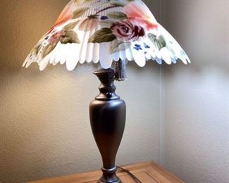60. Glass shade lamp  22”H   $40